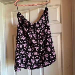 SHEIN Floral skirt in Black and Pink